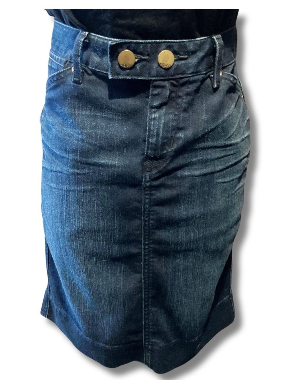 GAP Dark blue denim pencil skirt w/ whiskering 33" waist MEDIUM LARGE jean skirt